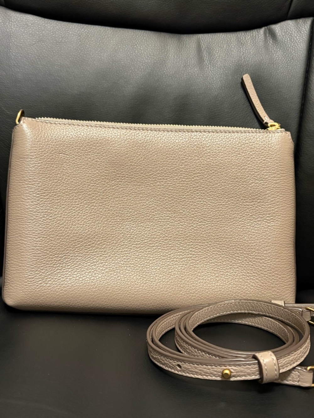 Tory Burch Kira Pebbled gray Leather Crossbody - Picture 2 of 8